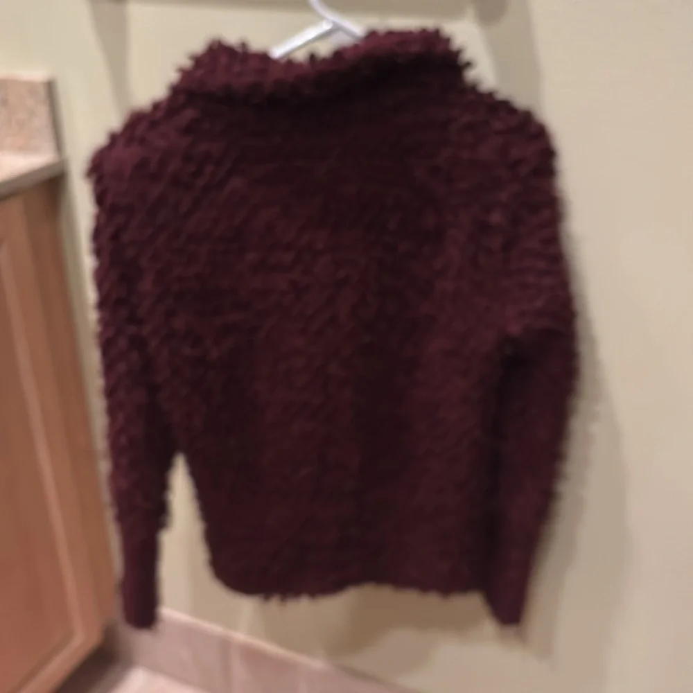 NWOT IRO Cathy woman's maroon fuzzy jacket